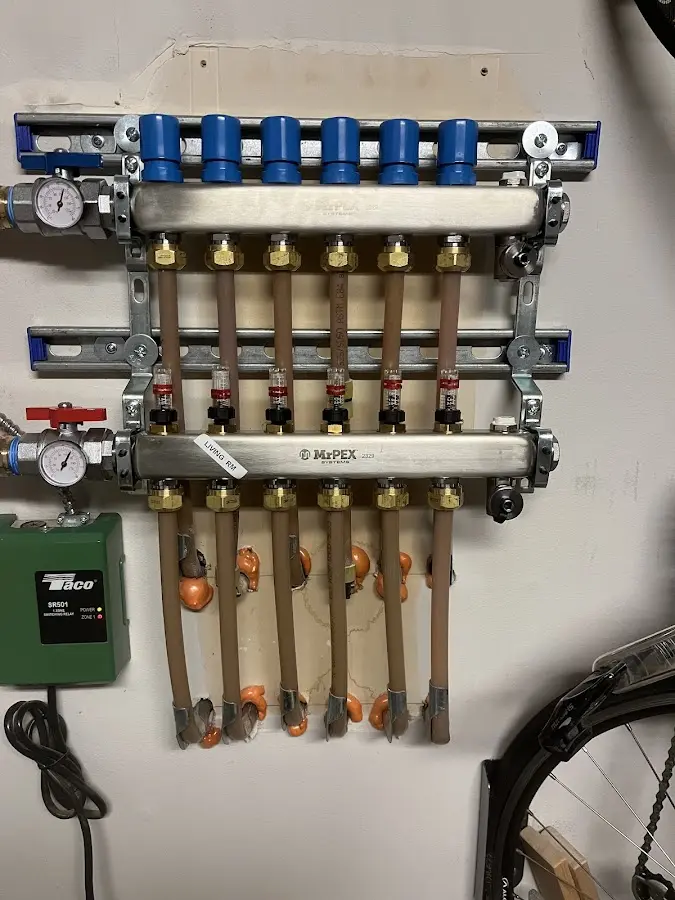 Plumber performing Gas Line Installation at a residential property in Old Stine